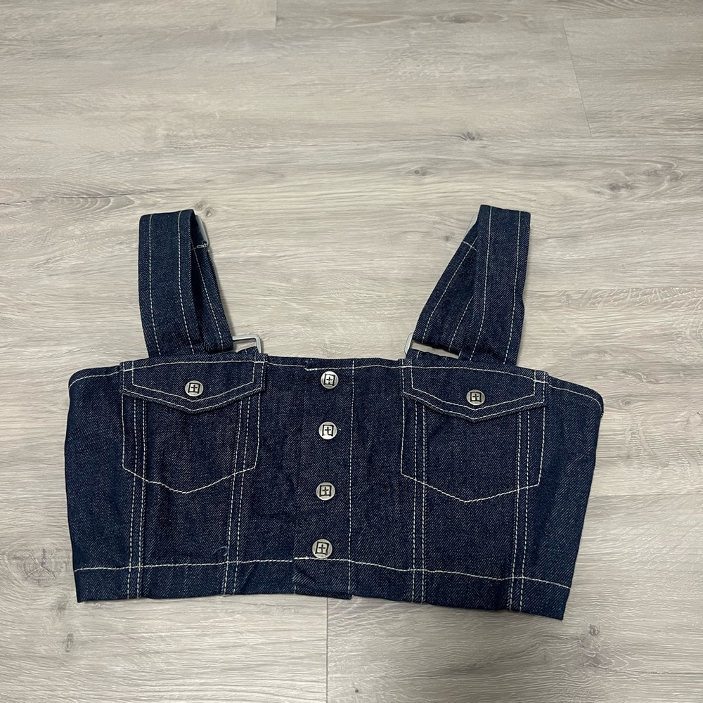 KSUBI denim crop top